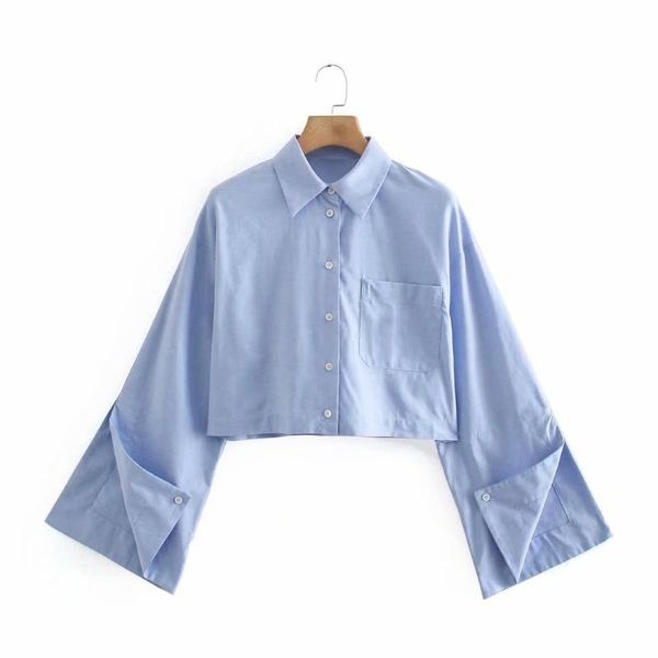 

women's blouses & shirts cross-border wholesale in europe and the 2021 spring open fork short sleeve shirt, pure color shirt, White