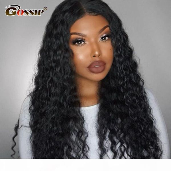 

180 density human hair wigs deep wave transparent lace front human hair wigs t part brazilian wig, Black;brown