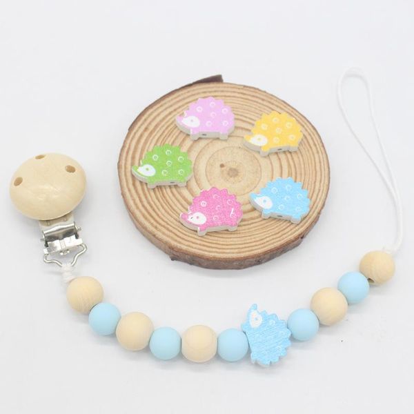 

pacifiers# 5 colors baby pacifier clip teething chew toys chain delicacy handmade wooden beads nipple for