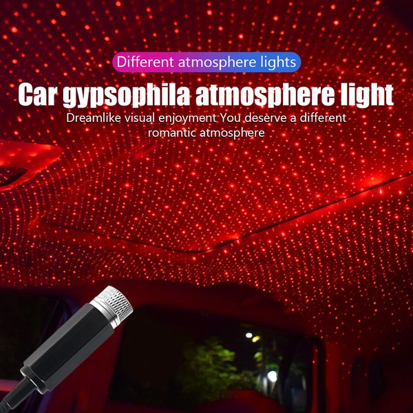 

romantic led car roof star night lights projector interior atmosphere ambient light galaxy lights usb decorative lamp red light