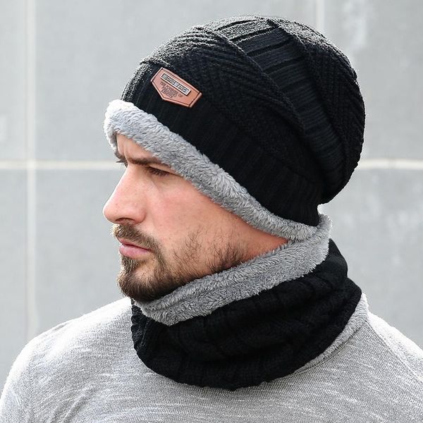 

beanies fashion knitted winter hats for men thick and warm hat black autumn beanie wool ski bonnet 2021