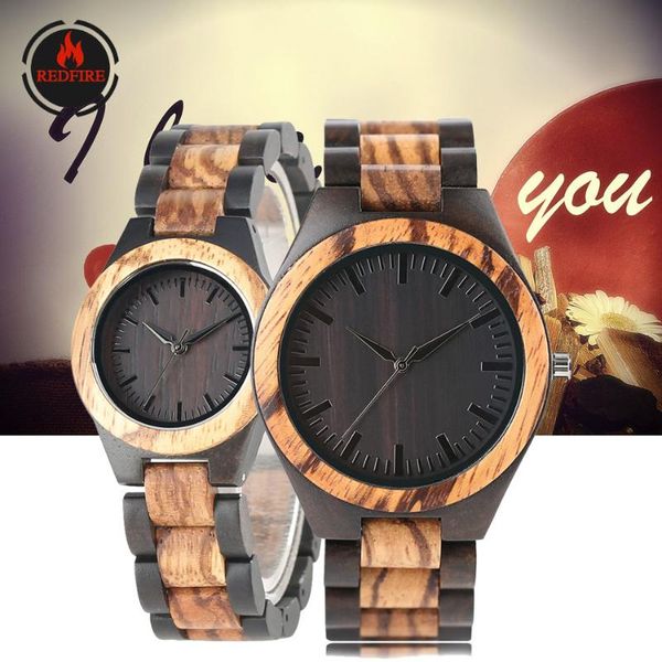 

wristwatches redfire ebony wood watches men women quartz wooden bangle couple wristwatch lovers watch gifts folding clasp relojes de pareja, Slivery;brown