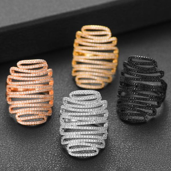 

wedding rings godki luxury shiny delicate wide lines ring for women full cubic zircon fashion finger bohemian jewelry bridal, Slivery;golden