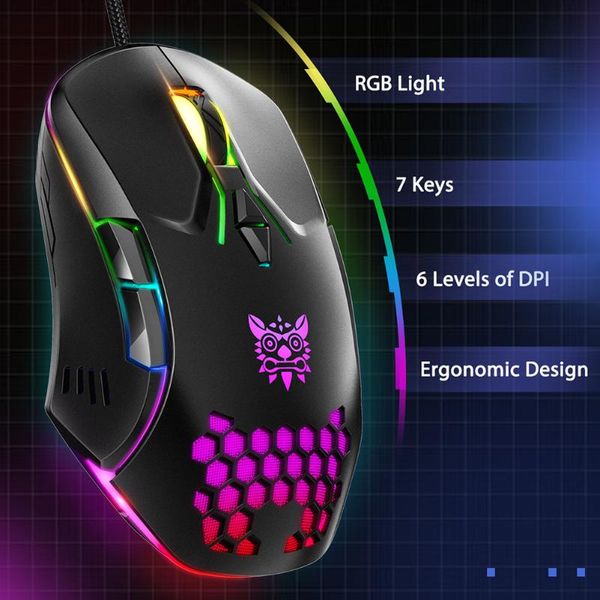 

mice wired professional gaming mouse usb interface rgb light effect dpi adjustable anti slip hollowed
