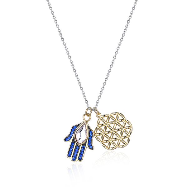 

zemior sterling silver 925 jewelry necklace for women demon eye hand with lucky flower pendant necklaces classic birthday gift