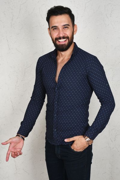 

Navy Blue 100 Cotton Normal Mould Male Shirt Dot Pattern Long Four Seasons Clothing Business 2002801 Ci8b, White;black