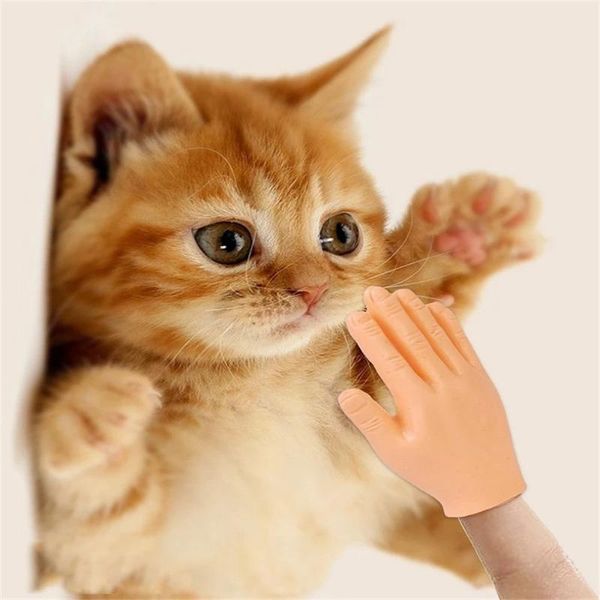 Giocattoli per gatti Strumento per massaggio stuzzicante a mano piccola Modello divertente Mani minuscole Guanti in silicone Mignolo ToyCat