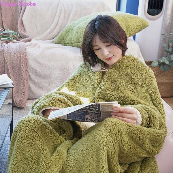 

blankets wearable dual-use lamb down office nap blanket sloth shawl cape