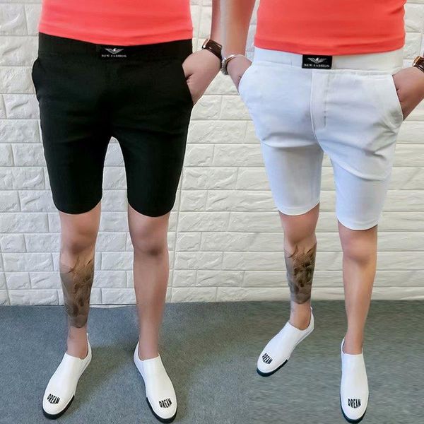 

men's shorts shorts, cropped trousers, elastic waist casual pants, short suit loose styles, White;black