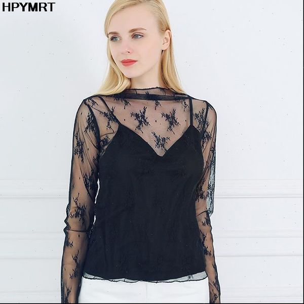 

2021 new summer women lace floral embroidery t shirt ladies mesh transparent elegant fashion see through black t shirt, White