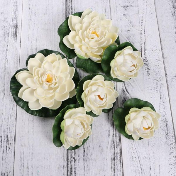 

6pcs artificial pond plants lotus lilies (white)