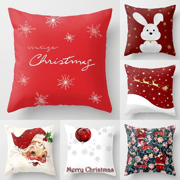 

pillow case christmas pillowcase santa claus elk cartoon printed sofa cushion cover car seat xmas home decor 45*45cm