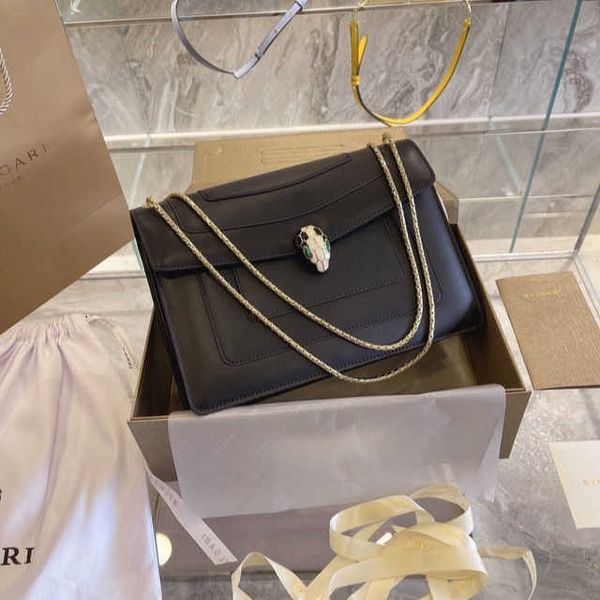 

[high end version]classic enamel snake head leather women's single shoulder messenger bag double-layer organ double chain bag