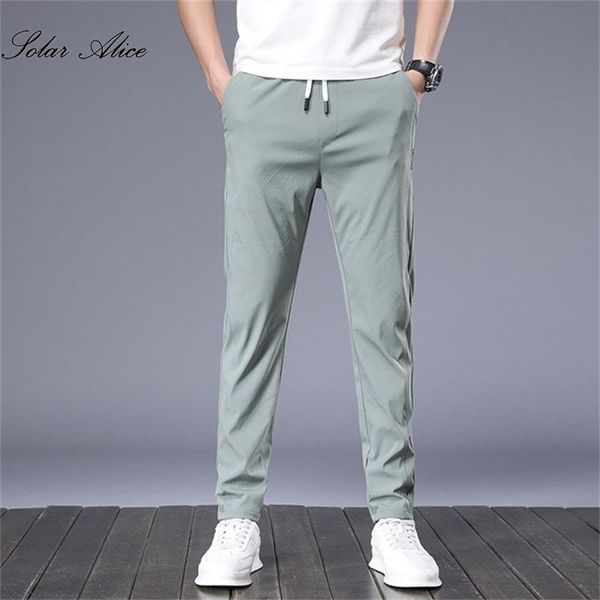

men's pants 2021 summer mid-waist thin casual feet elastic breathable, Black
