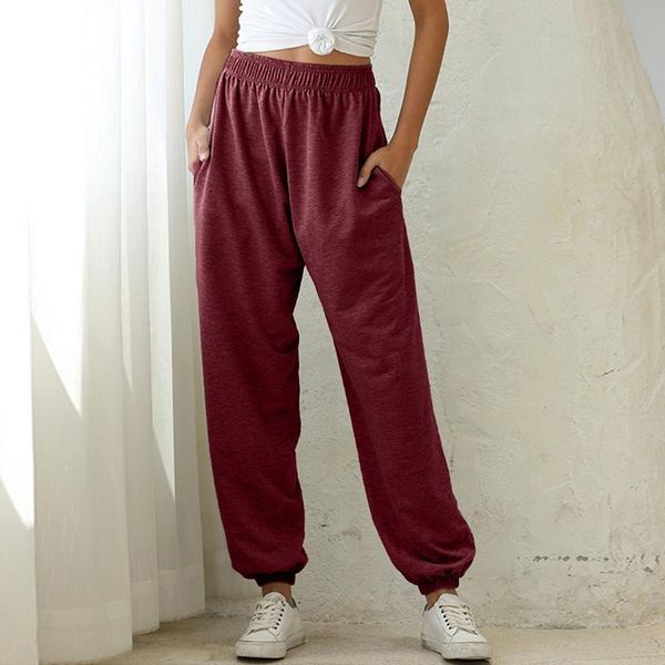 

women's pants & capris cysincos 2021 women sweatpants solid high waist harem casual fitness joggers sports long pantalon streetwear, Black;white
