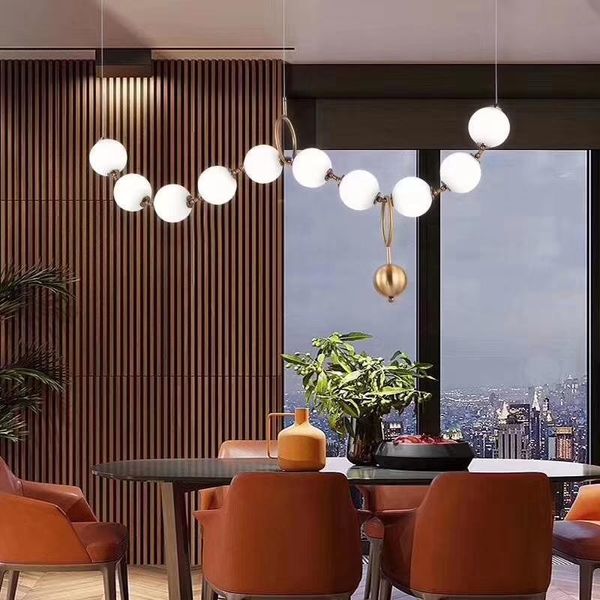 

chandeliers nordic restaurant led chandelier modern glass ball model room hanging lamp simple novelty bedroom study bedside lights