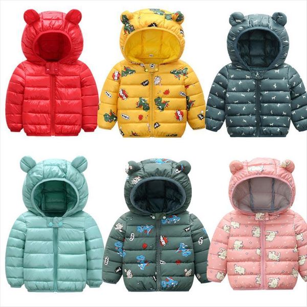 

cute autumn winter clothing childrens thin and light cotton down jacket baby boys fashion cartoon hooded coat ear outwear, Blue;gray