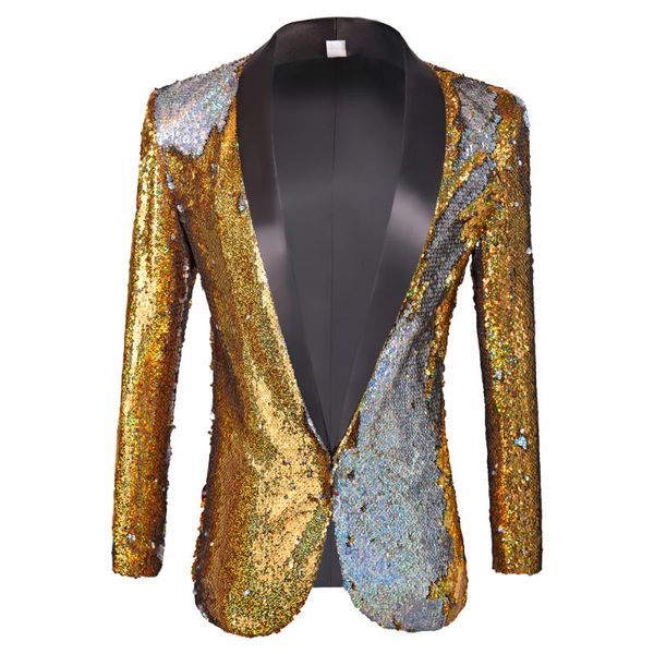 

men's suits & blazers mens shining plus size yellow and silvery blazer dj singers nightclub costume stylish suit jacket stage men's, White;black