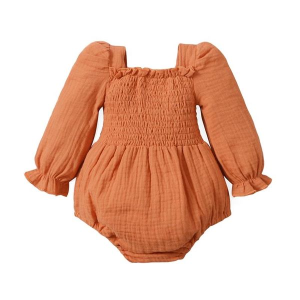 

rompers 0-18m born infant baby girls ruffles bodysuit pleated long sleeve knitted jumpsuit soft playsuit autumn winter warm clothes, Blue