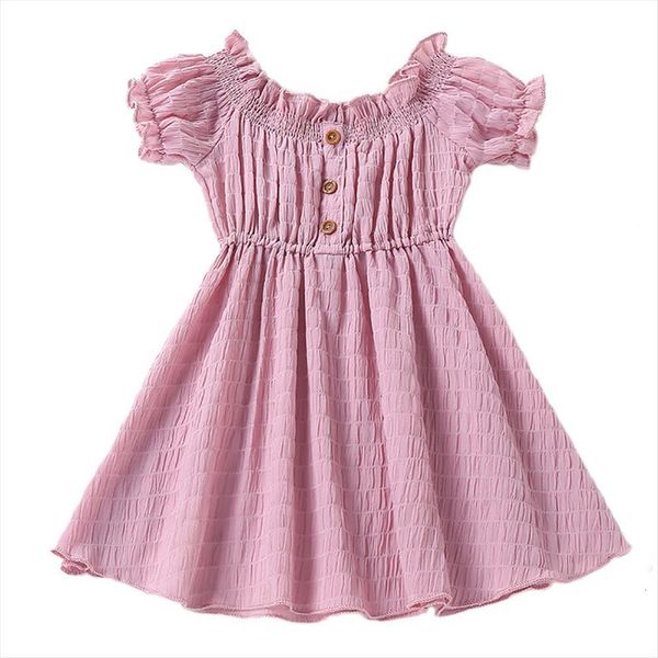 

little girls summer chiffon girl dress baby clothing short sleeve solid childrens fashion wear 1 6y, Red;yellow