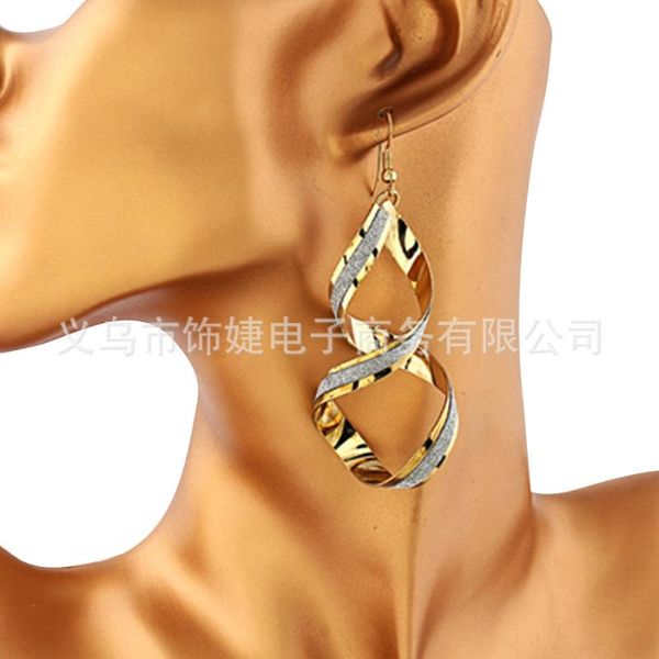

dangle & chandelier european and american elegant beauty jewelry fashion simple texture frosted iron spiral earrings accessories g14, Silver