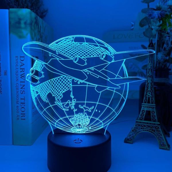 

night lights airplane earth 3d hologram lamp 7color change light baby touch switch colored led usb desk atmosphere