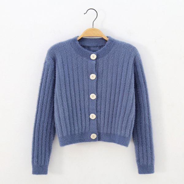 

2021 new short women autumn lady outwear knit sweater long sleeve with single-breasted solid five colors cardigan knitted ur6h, White;black