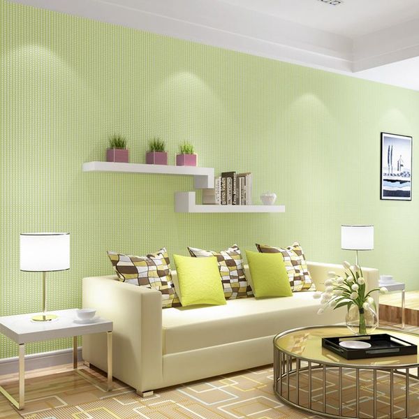 

wellyu fresh green light green wallpaper non - woven pure color color wallpaper living room full of bedroom backdrop