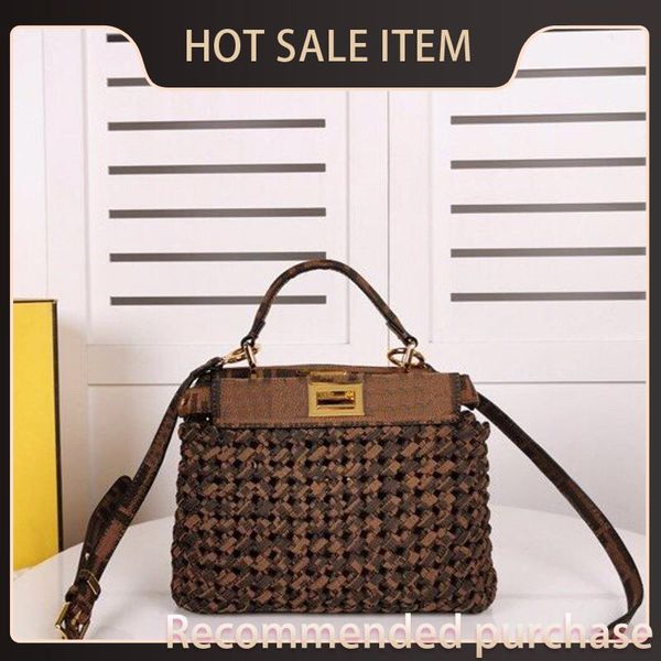 

lady hand high out shoulder handbag wallets bag classic hollow style purse fashion quality patchwork letter canvas women woven bag cetkm