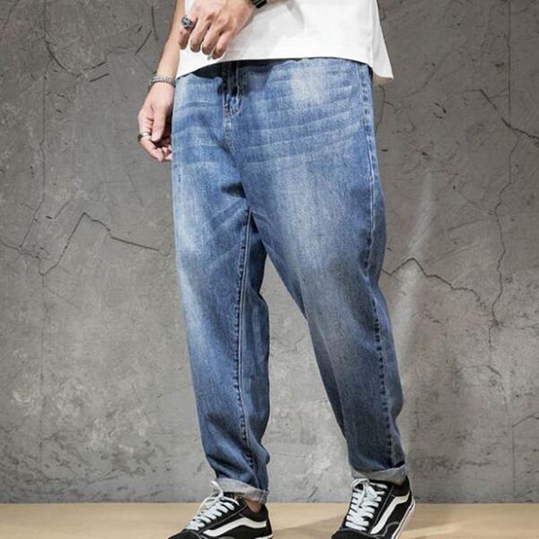 

men's jeans men hiphop mens denim loose pants rap for boy rapper fashion, Blue