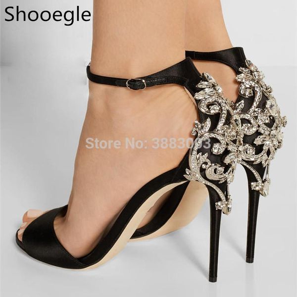 

dress shoes black green satin open toe rhinestone back wedding sandals stilettos sapato para noiva shoe buckle strap women pumps