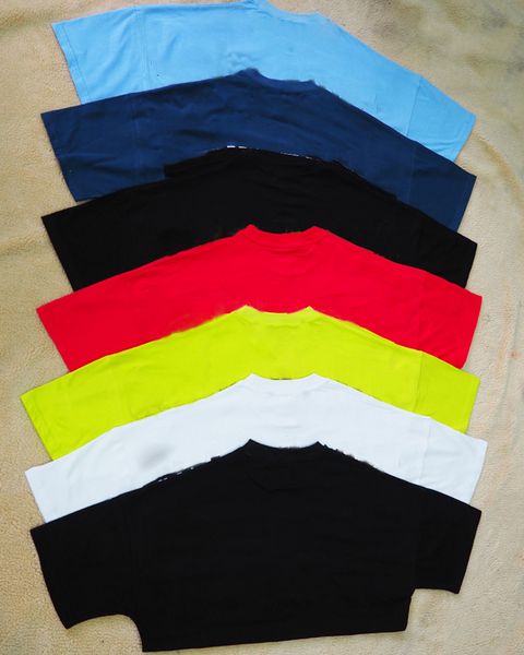 

2021s back big letter tide brand men and women short-sleeved couple hip-hop t-shirt 7 colors spot size s-xl, White;black