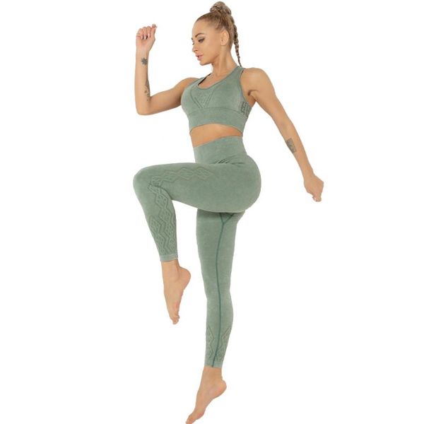 

yoga outfit 2021 2pcs seamless set sportswear sports bra+leggings gym clothing fitness high waist running suit exercise