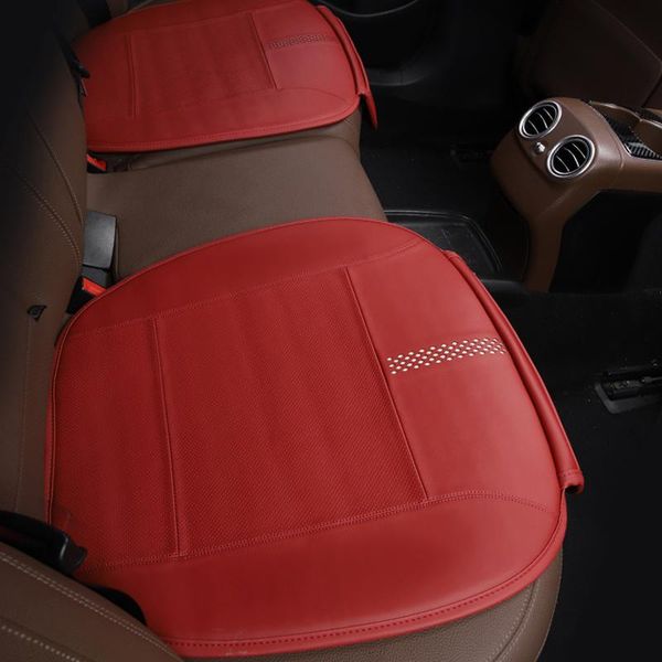 

car seat covers cushion pad for driver office chair home use nappa leather automotive interior accessories (red)