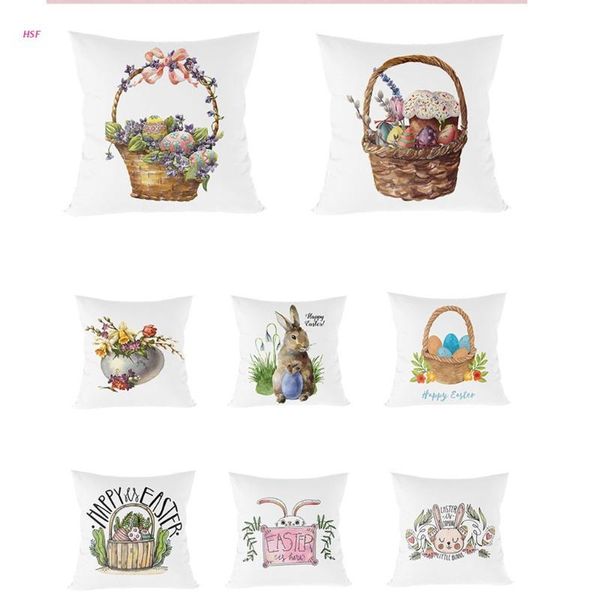 

pillow case easter throw cover 18x18 inch with eggs linen cushion