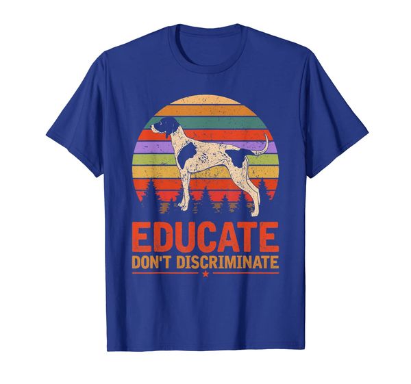 

educate don't discriminate treeing walker coonhound shirt, White;black