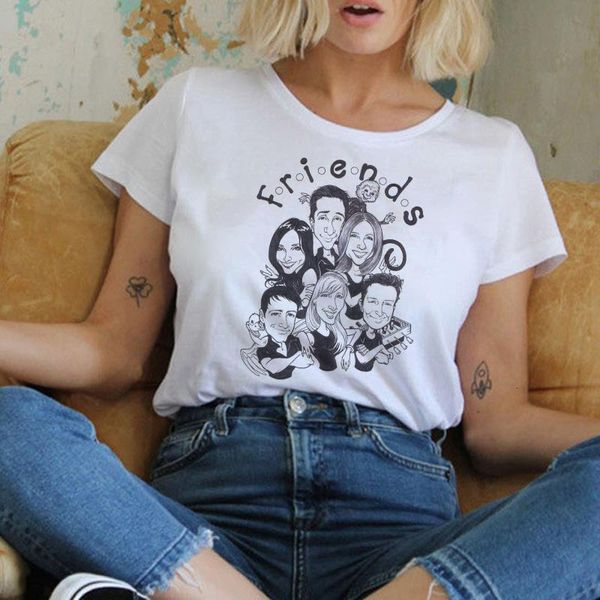

harajuku vintage aesthetic 90s fashion t shirts women t-shirts friends graphic cartoon tshirt streetwear ullzang tee female, White