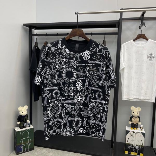 

2021 summer fashion brand ch ke roman sanskrit full body printed short t-shirt men's and women's casual half s, White;black