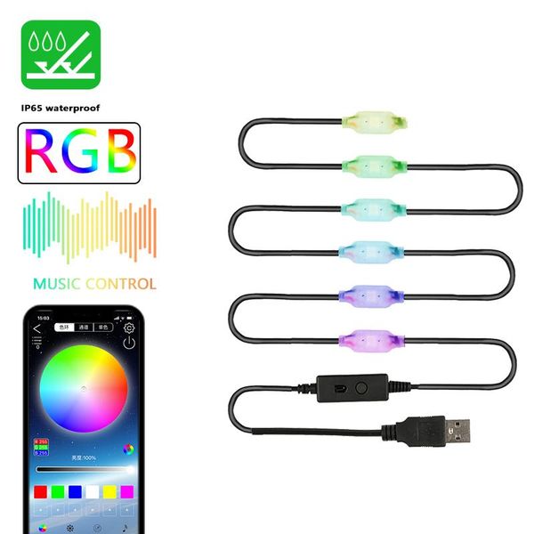 

smart home control 12.5m led strip ip65 waterproof atmosphere light bluetooth-compatible lamp app rgb adjustable brightness