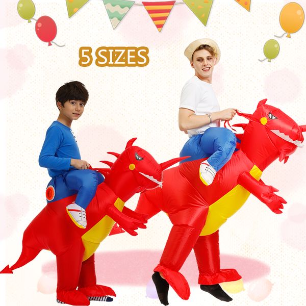 

mascot doll costume red dinosaur costume ride inflatable costumes halloween carnival funny kids purim party animal birthday boys girl, Red;yellow