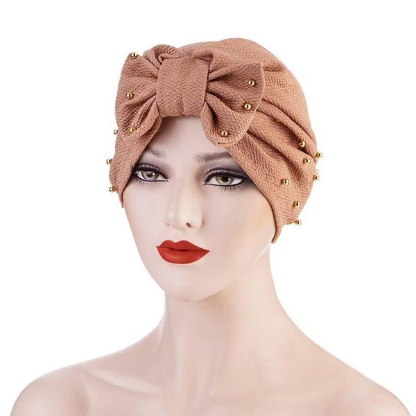 

beanie/skull caps pearl bow donut turban for women stretch hijab cap muslim headscarf bonnet hat ladies headband turbans headwraps, Blue;gray