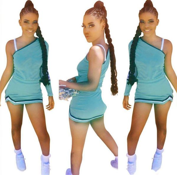 

women two piece dresses off shoulder t shirtmini skirts casual solid color skirts suits summer clothing plus size sportswear 4499, White