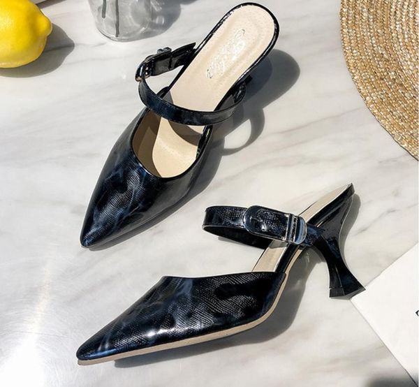 

dress shoes heel high heels sandals lady pumps classics slip on women party gold wedding slingbacks 7cm bling 2021, Black