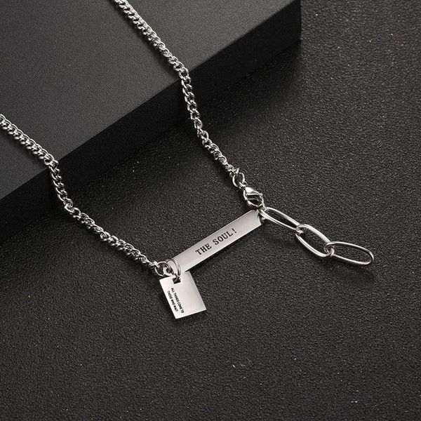 

pendant necklaces titanium steel necklace for women korean hip-hop basic punk letter clavicle chain 2021 design simple gothic prom accessori, Silver