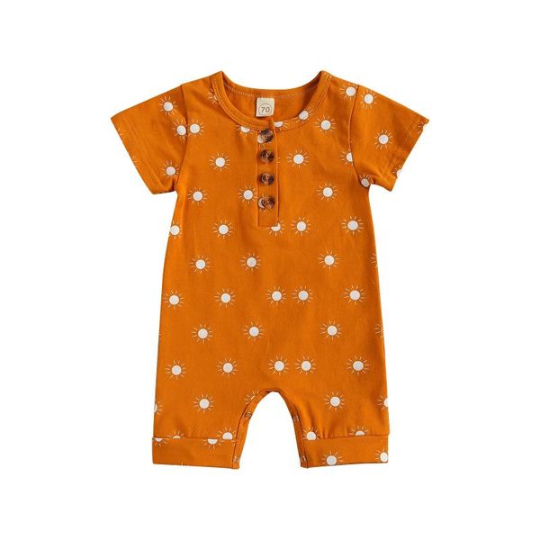 

jumpsuits toddlers sun printing playsuit infant boy's short sleeve button romper babies round collar clothing, Blue