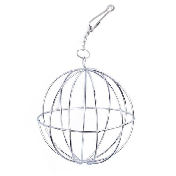 

new stainless steel round sphere feed dispense hanging hay ball guinea pig hamster rat pet toy