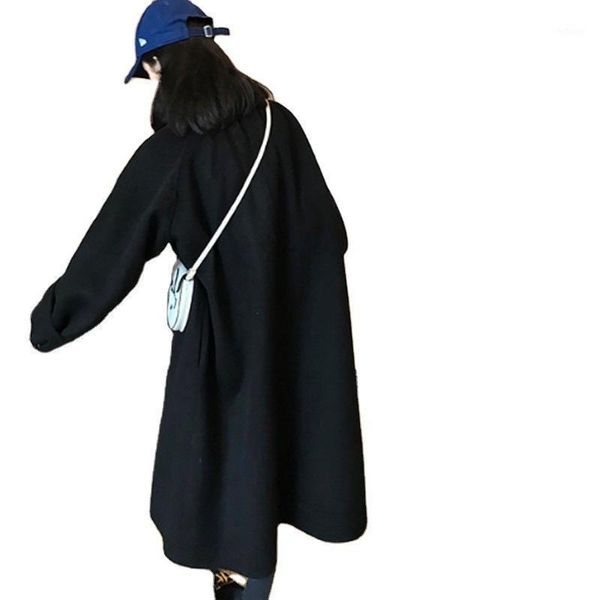 

women's wool & blends cmaz black reversible cashmere coat mid-length 2021 autumn and winter hepburn style loose temperament woolen
