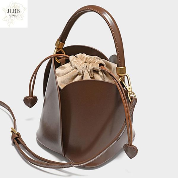 

designer petal genuine leather bucket bags for women handbag small handle bag shoulder corssbody bags 2021 clutch purse new