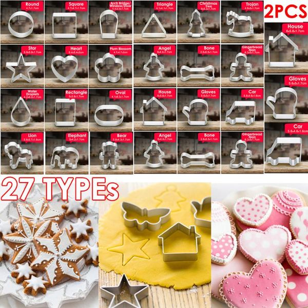 

baking moulds 2pcs 3d biscuit pastry mluminium alloy sugarcraft cake dessert cutters mould fondant cookie mold tools (27types)