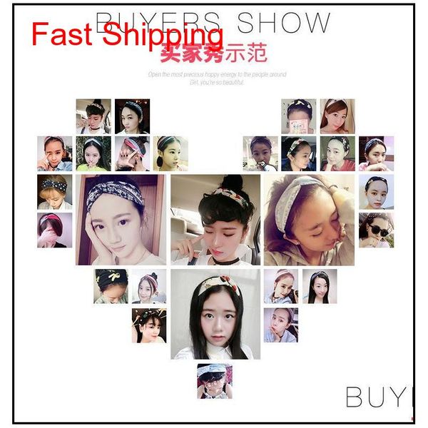 

250 colors colorful headband elastic head scarf twisted knotted ethnic head wrap floral wide stretch girls hair qyllek toys2010, Slivery;white